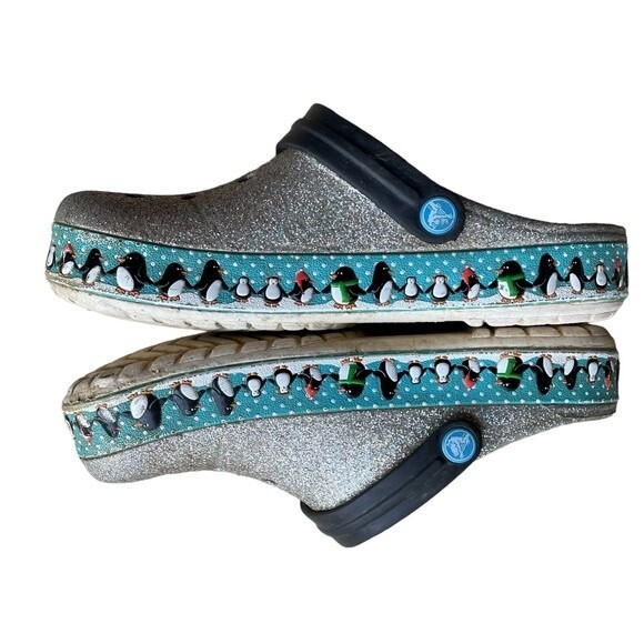 Crocs Unisex Limited Edition Glitter Penguin Clog Mule M4/W6 - Picture 3 of 8